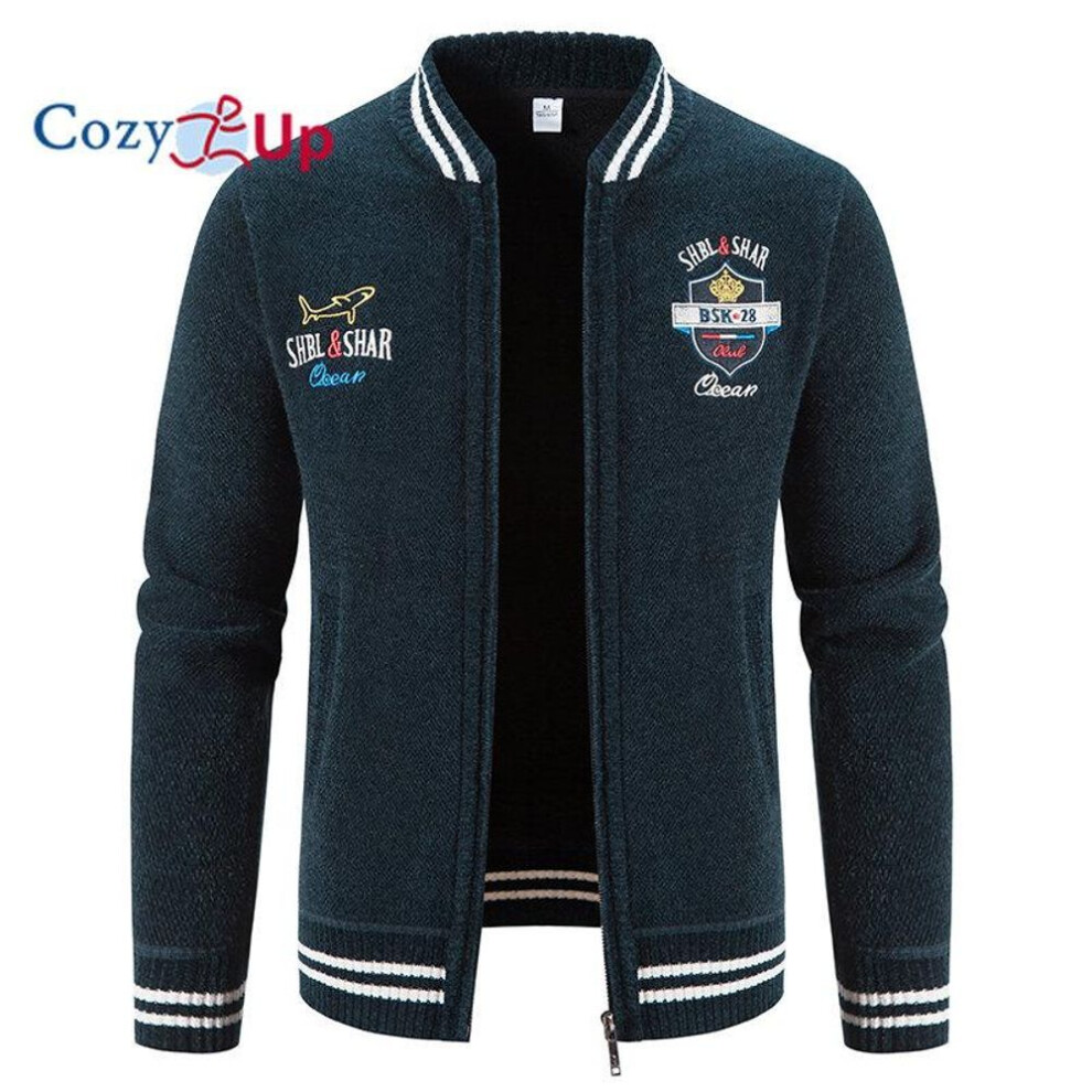 (navy blue, XXL) Cozy Up Men&apos;s Sweater Cardigan Sweater Zip Sweater Sweater Jacket Ribbed Knit Zipper Solid Color Stand Collar Casual Daily Clothing Apparel Winte