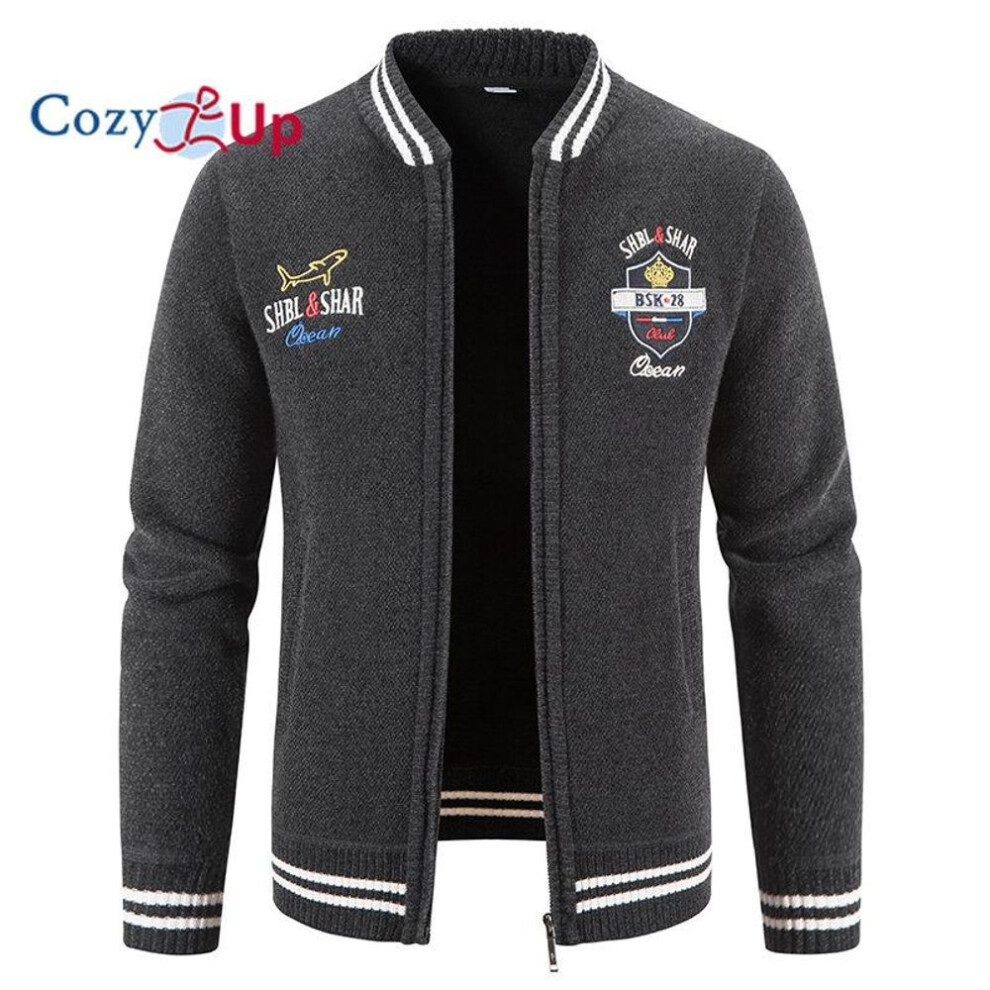 (dark grey, XXL) Cozy Up Men&apos;s Sweater Cardigan Sweater Zip Sweater Sweater Jacket Ribbed Knit Zipper Solid Color Stand Collar Casual Daily Clothing Apparel Winte