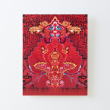 Framed Canvas Print Abstract painting in red and black=7719 DIY Install Kit - 16x20" Wall Art Home Décor