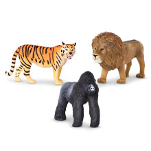 Terra by Battat - Realistiset eläinhahmot - Muoviset viidakkoeläimet (Lion Tiger & Gorilla) - Keräilylelut lapsille ja taaperoille 3+