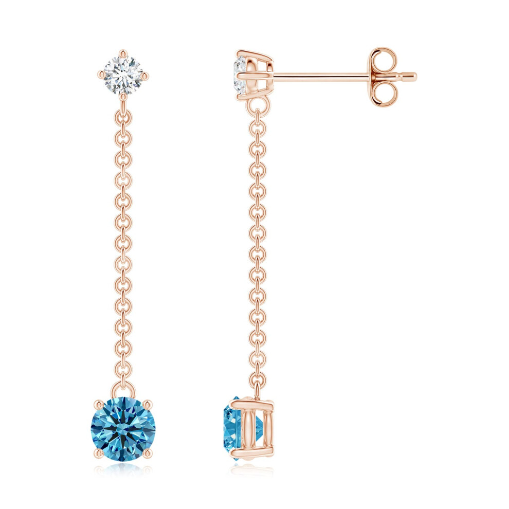 (9K Gold, 4mm) Yard Chain Lab-Grown Fancy Intense Blue Diamond Drop Earrings(Colour: Fancy Intense | Clarity: VS)-image-OPC-PG98DX6-NEW
