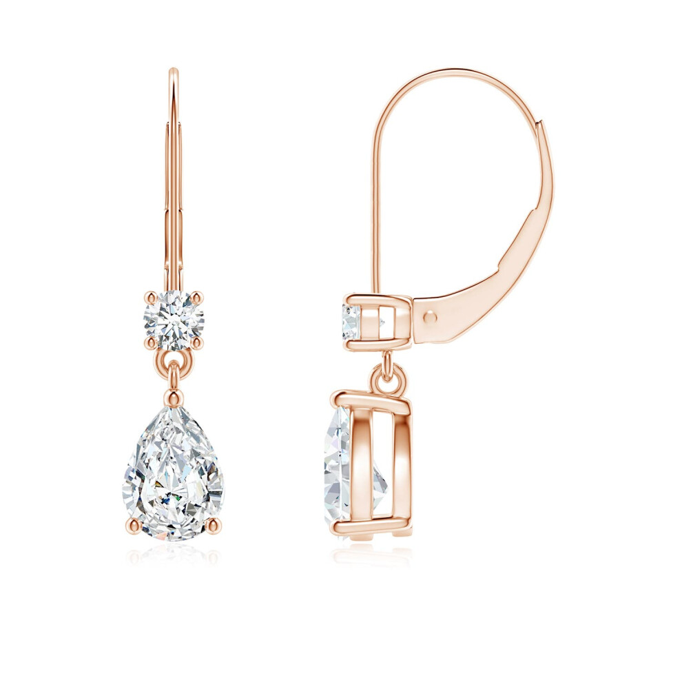 (9K Gold, 7x5mm) Lab-Grown Pear Diamond Leverback Drop Earrings with Lab Diamond Accent(Colour: F-G | Clarity: VS)-image-OPC-PG98GVC-NEW
