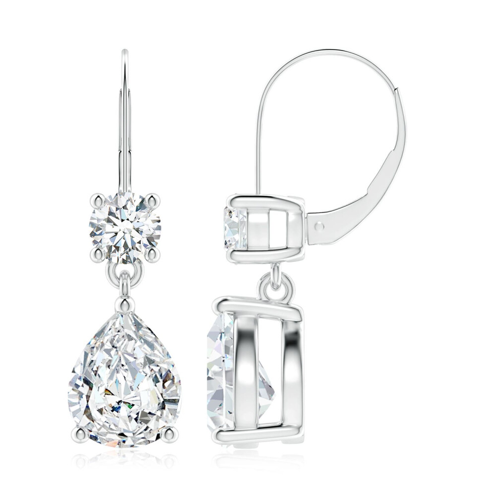 (9K Gold, 10x8mm) Lab-Grown Pear Diamond Leverback Drop Earrings with Lab Diamond Accent(Colour: F-G | Clarity: VS)-image-OPC-PG98GVQ-NEW