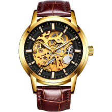 Hollow Skeleton Automatic Man Leather men Sport Watches