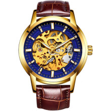 Hollow Skeleton Automatic Man Leather men Sport Watches