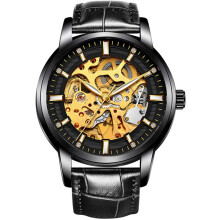 Hollow Skeleton Automatic Man Leather men Sport Watches
