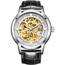 Hollow Skeleton Automatic Man Leather men Sport Watches