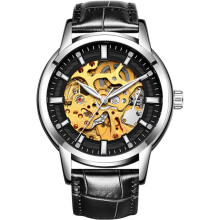 Hollow Skeleton Automatic Man Leather men Sport Watches