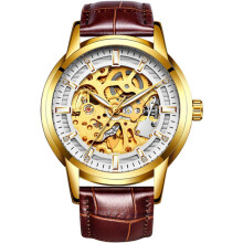 Hollow Skeleton Automatic Man Leather men Sport Watches