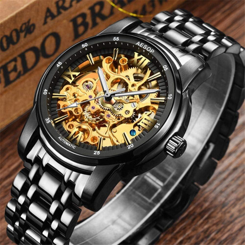 Skeleton Mechanical Waterproof Hollow Automatic Wrist Watch 1