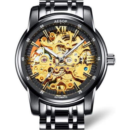 Skeleton Mechanical Waterproof Hollow Automatic Wrist Watch