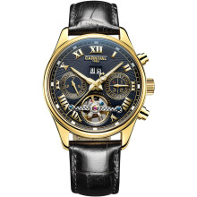 Automatic Dress Skeleton Hollow Design Leather Wrist Watches