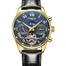 Automatic Dress Skeleton Hollow Design Leather Wrist Watches