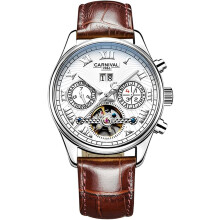 Automatic Dress Skeleton Hollow Design Leather Wrist Watches