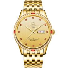Automatic Crystal Diamond Gold Two Tone Date Stainless Steel Wrist Watch