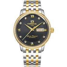 Automatic Crystal Diamond Gold Two Tone Date Stainless Steel Wrist Watch