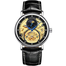 Automatic Skeleton Tourbillon Stainless Steel Leather Wrist Watches