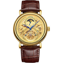 Automatic Skeleton Tourbillon Stainless Steel Leather Wrist Watches
