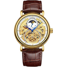 Automatic Skeleton Tourbillon Stainless Steel Leather Wrist Watches
