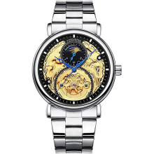 Automatic Skeleton Tourbillon Stainless Steel Leather Wrist Watches