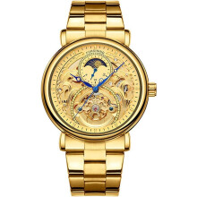 Automatic Skeleton Tourbillon Stainless Steel Leather Wrist Watches
