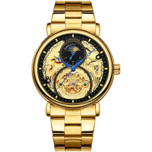 Automatic Skeleton Tourbillon Stainless Steel Leather Wrist Watches