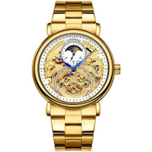 Automatic Skeleton Tourbillon Stainless Steel Leather Wrist Watches
