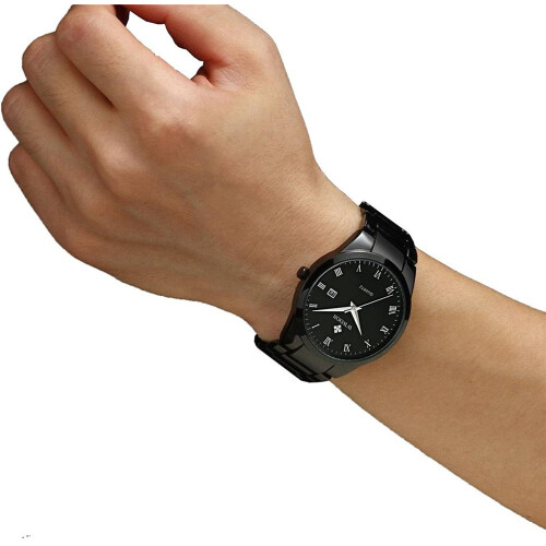 men Black Dial Waterproof Date Wrist Watch 2
