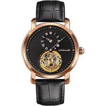 Mechanical Automatic Skeleton Waterproof Watch Leather Band men Wrist Watch
