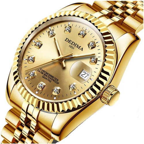 men Diamonds Design Waterproof Date Wrist Watch 1