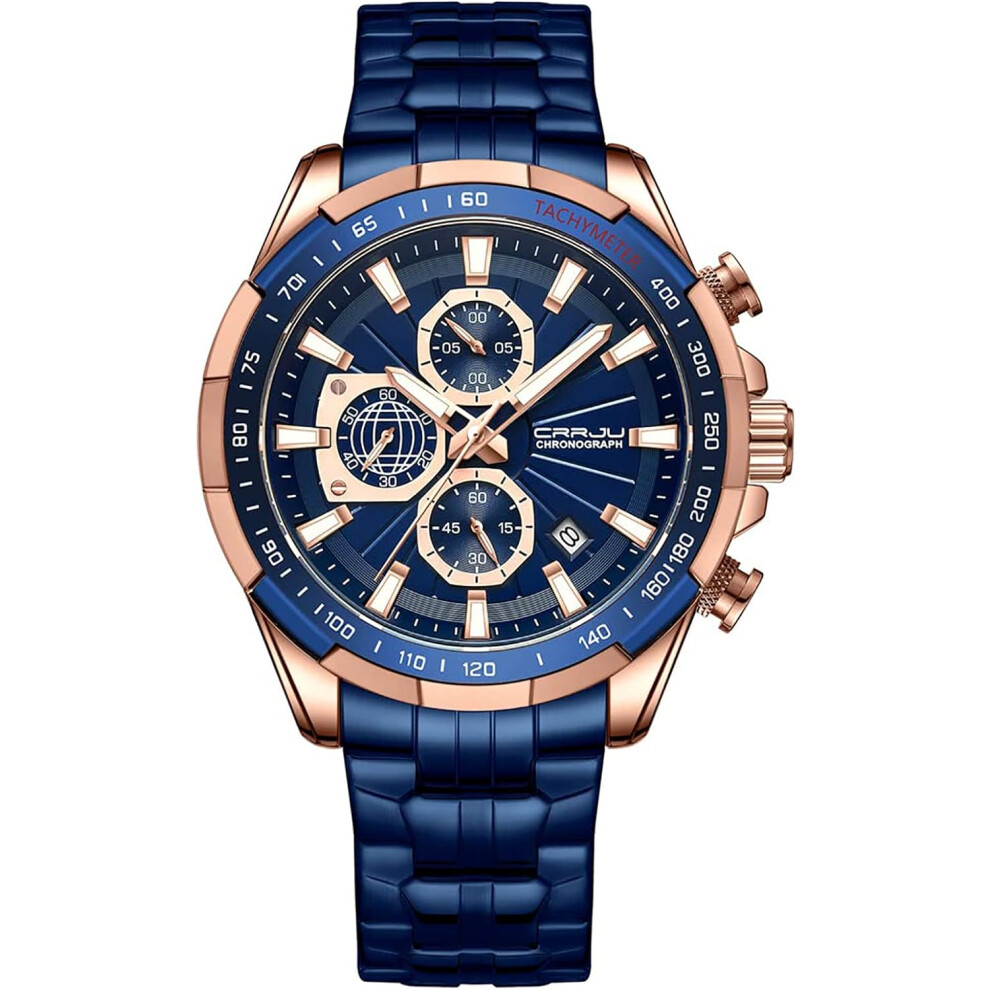 Stainless Steel men Chronograph Auto Date Waterproof Wristwatch-image-OPC-PG996DW-NEW