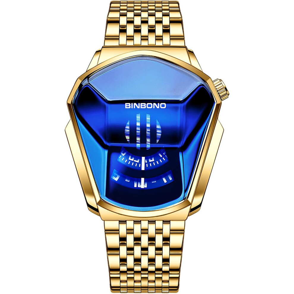 Veanxin Men Racing Watch Cool Style Stainless Steel Waterproof Wristwatch