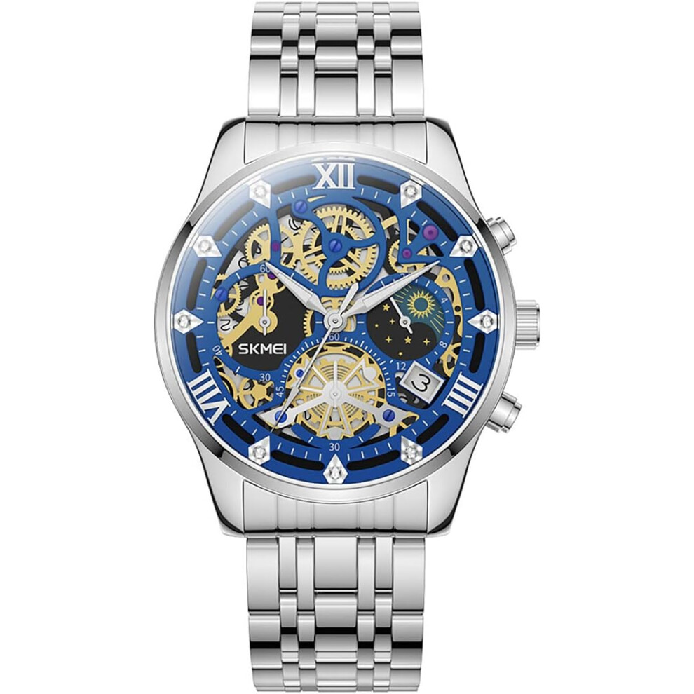 Hollow Out Advanced Stainless Steel/Leather Waterproof men Watch-image-OPC-PG996J9-NEW