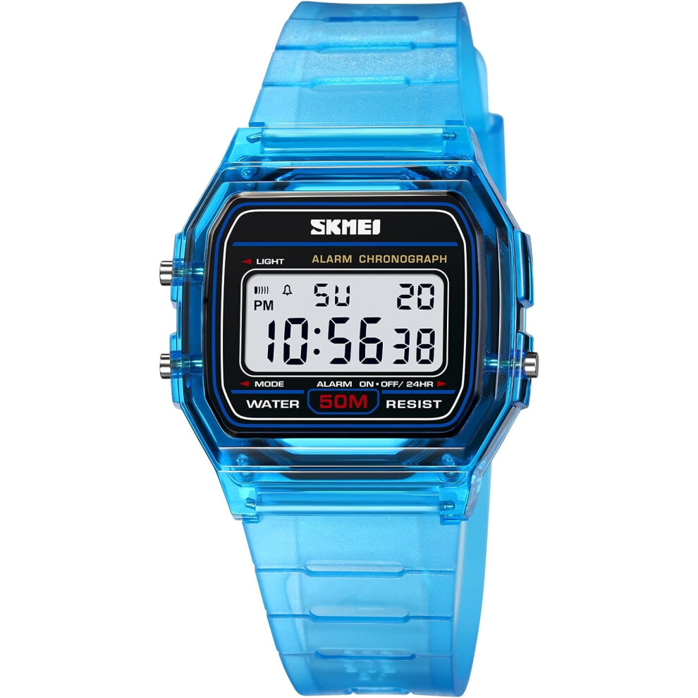 Transparent Color Pu Strap Waterproof Digital Watch 6953698777935