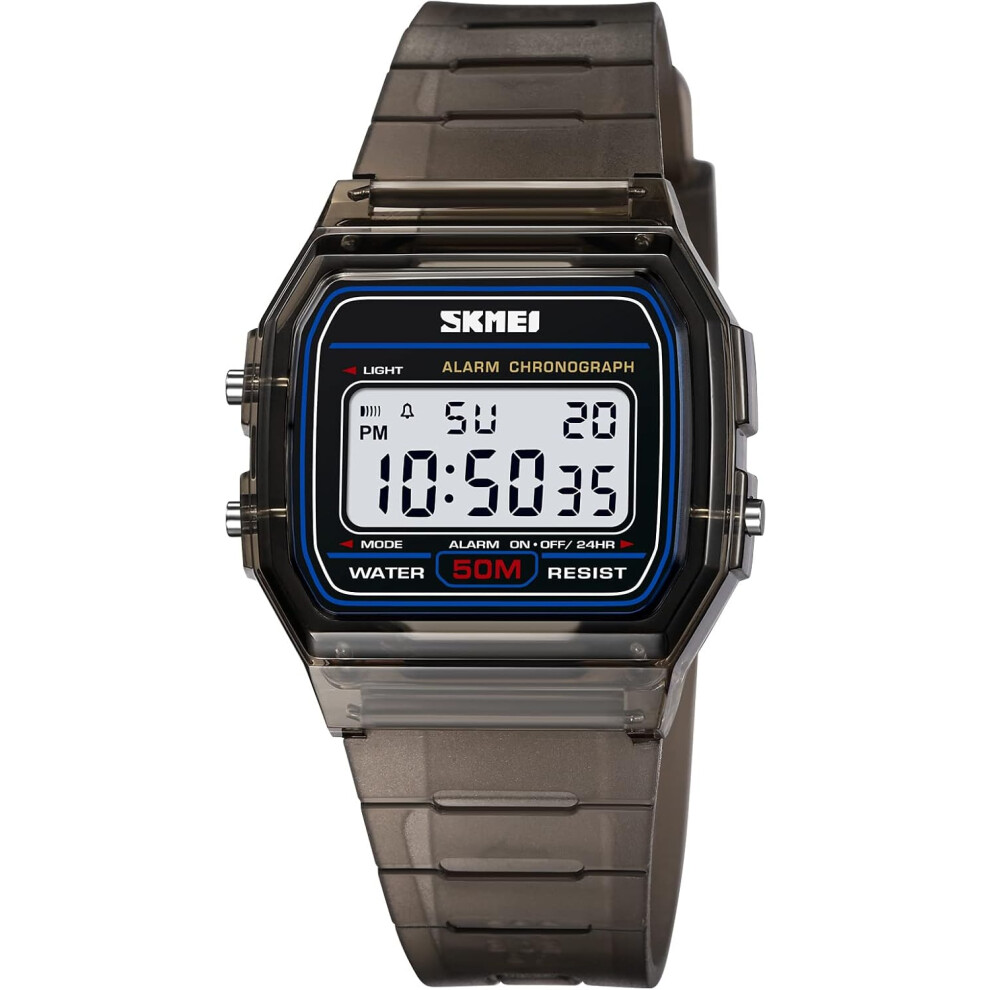 Transparent Color Pu Strap Waterproof Digital Watch 6953698777928