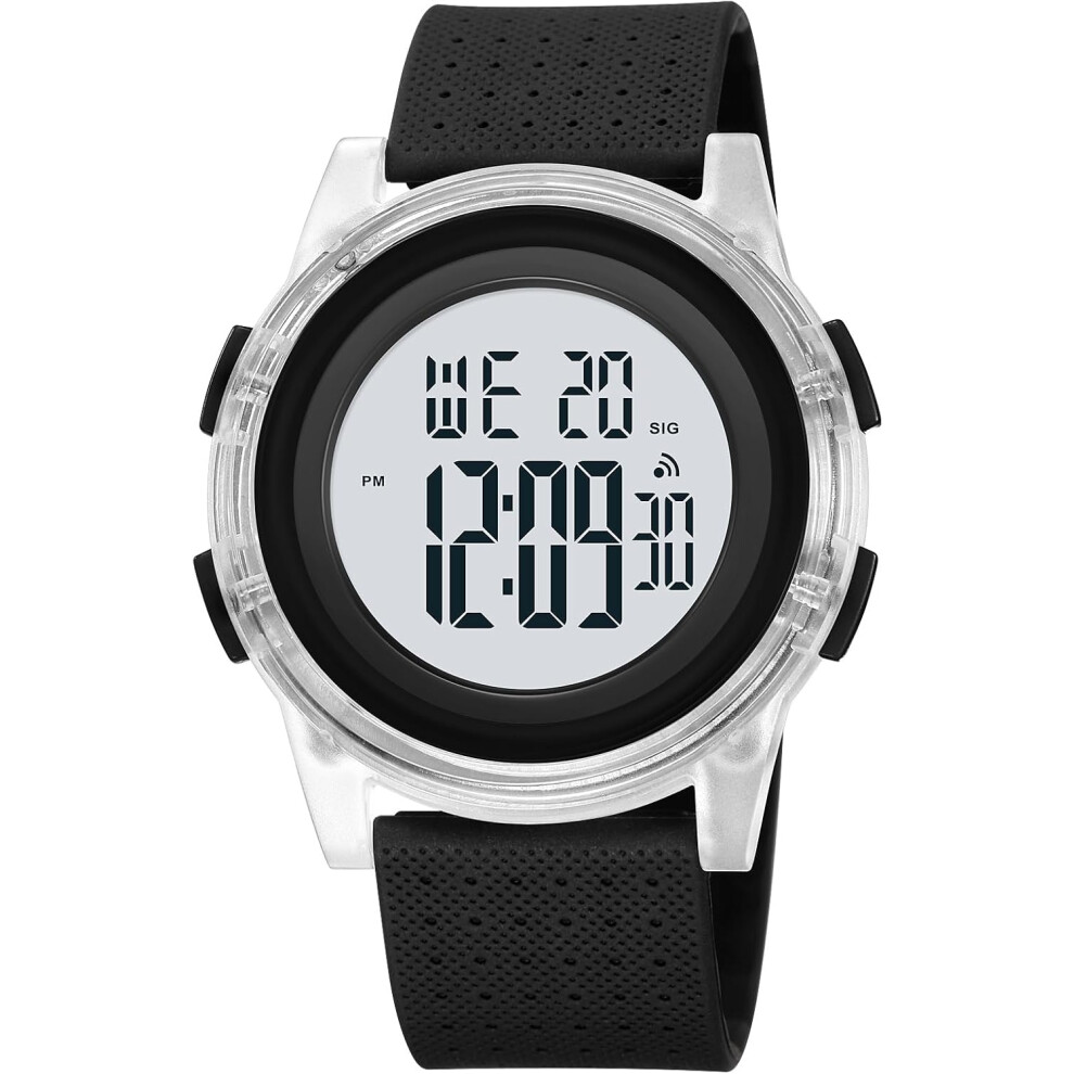 Transparent Multi-Function Waterproof Alarm Digital Wristwatch 6953698779496