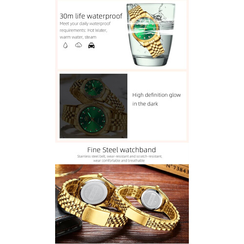 Matching Romantic Stainless Steel Waterproof Watch 2