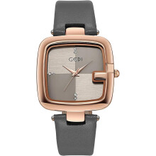 Large Square Dial Diamond High-end Leather Strap Waterproof Watches