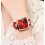 Large Square Dial Diamond High-end Leather Strap Waterproof Watches 3