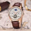 men Brown Leather Tourbillon Automatic Wrist Watch 3