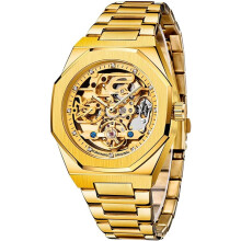 men Stainless Steel Skeleton Waterproof Clock Watches