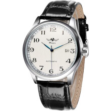 men Soft Leather Band Waterproof Wristwatch