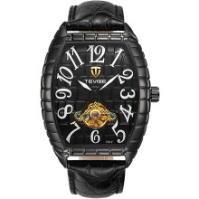 Mechanical Watch Black Leather Rectangle Watch Automatic Watches