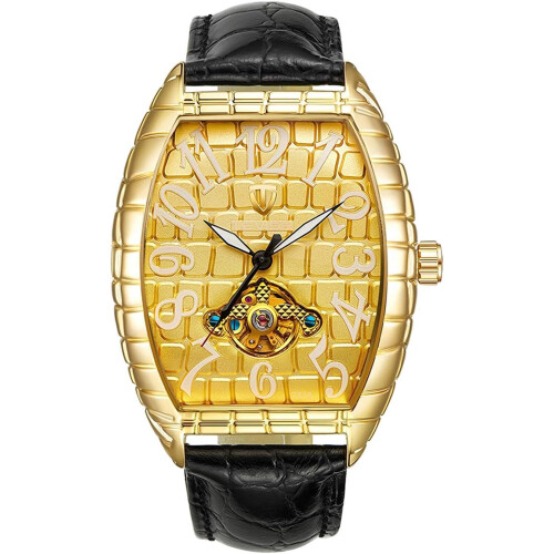 Mechanical Watch Black Leather Rectangle Watch Automatic Watches