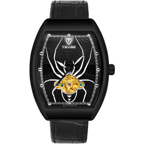 Mechanical Watch Black Leather Rectangle Watch Automatic Watches
