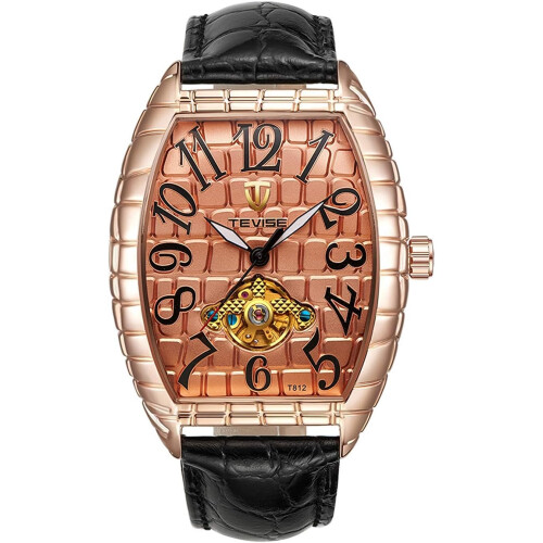 Mechanical Watch Black Leather Rectangle Watch Automatic Watches