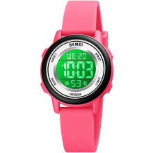 Digital Sport 7 Color LED Backlight 50M Waterproof Alarm Watch