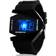 LED Watch Airplane Shape Watch Date Silicone Strap Waterproof Wristwatch
