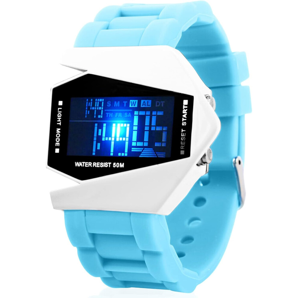 Led Watch Airplane Shape Watch Date Silicone Strap Waterproof Wristwatch 6953698790125