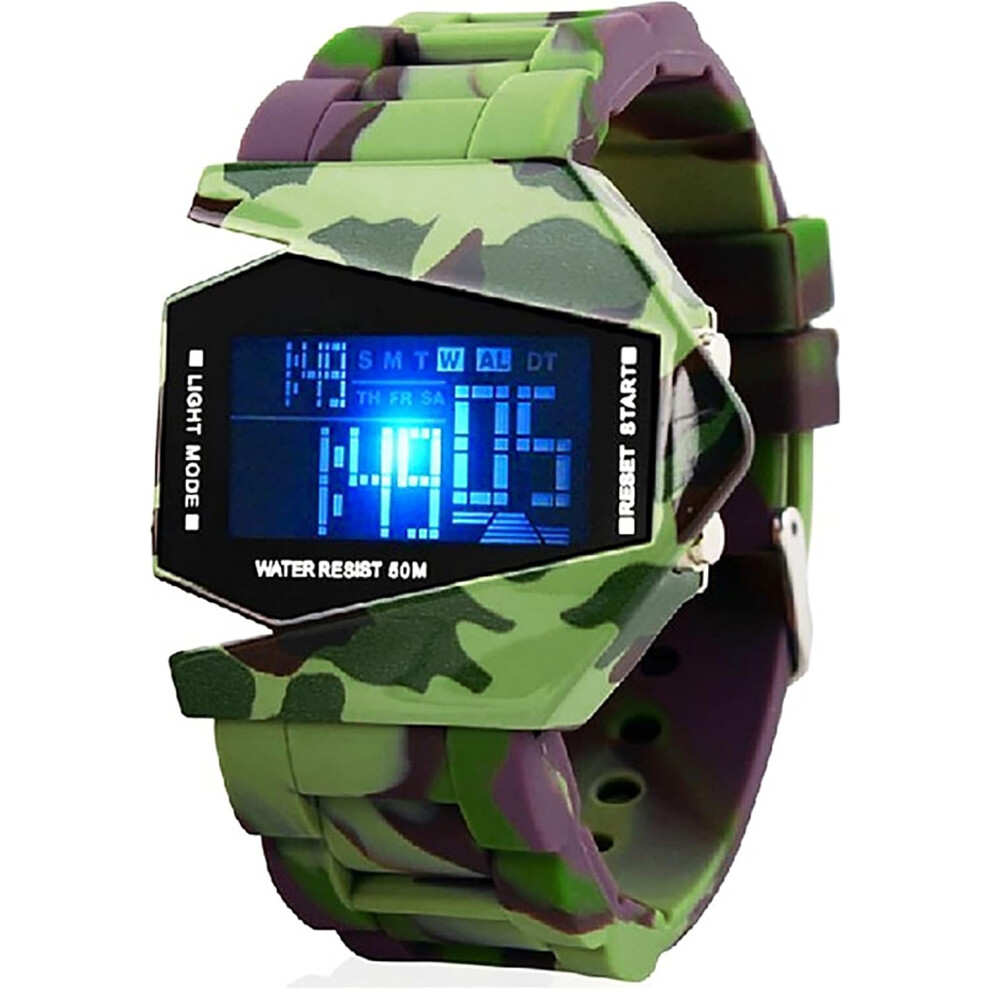 Led Watch Airplane Shape Watch Date Silicone Strap Waterproof Wristwatch 6953698790132